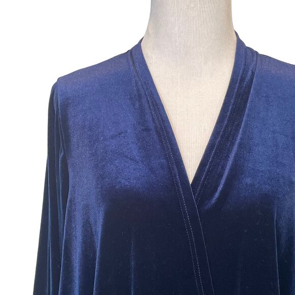 W5 Velveteen Open Cardigan Women's Size Small NavyTie Sleeve Topper Velvet - Picture 2 of 7